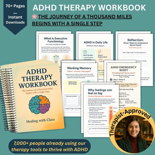 ADHD Therapy Workbook for Adults – 70+ Printable Worksheets for Focus, Structure & Growth”