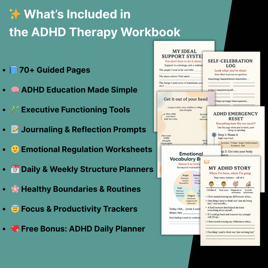 ADHD Therapy Workbook for Adults – 70+ Printable Worksheets for Focus, Structure & Growth”