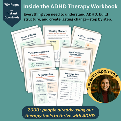 ADHD Therapy Workbook for Adults – 70+ Printable Worksheets for Focus, Structure & Growth”