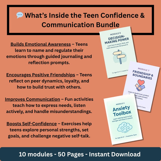 🌱 Teen Therapy Toolkit – Confidence Journal, Emotional Check-Ins & Worksheets