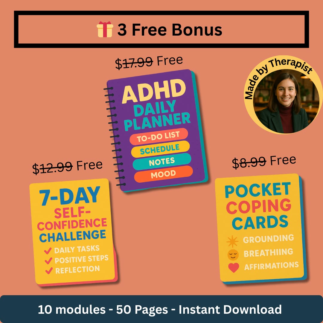 🌱 Teen Therapy Toolkit – Confidence Journal, Emotional Check-Ins & Worksheets